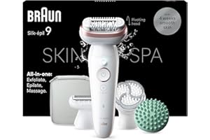 Braun Silk-épil 9 SkinSpa Depilatore Donna, Epilatore Elettrico Donna Con Testina Flessibile Per Una Epilazione Semplice, Wet & Dry, Pelle Liscia a Lungo, Kit Tutto-In-Uno, 9-080, Bianco/Rosa