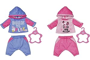 Zapf Creation 830109 BABY born Jogginganzug 43 cm - Puppenkleidung, Puppen Zubehör, blauer oder rosa Puppenanzug 1 Stück, Farbe nicht frei wählbar.