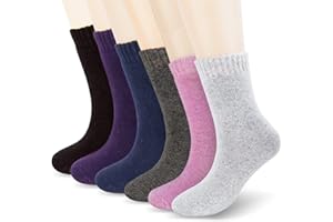 Gifort Calcetines, 6 Pares Calcetines Termicos Mujer de Invierno Cálido y Suave Gruesa de Punto Calcetines Premium Calidad, EU 35~40, Multicolore