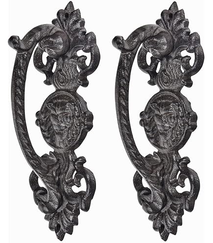 The Metal Magician 8 Inch Barn Door Handles – Pack Of 2, Decorative Cast Iron Pulls With Twisted Design, Black Powder Coated For Gates, Garages, And Outdoor Cabinets