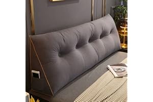 RAKTOV Bequemes Lendenkissen, Lesekissen, Rückenlehne, dreieckiges Kopfteil, Keilkissen, großes Kissen für Erkerfenster, Tatami, Sofa, Schlafzimmer, 180 x 50 x 20 cm, Dunkelgrau