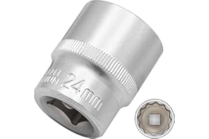 DAKCOS 24 mm nasadka klucza nasadowego z wieloma zębami | 12 kantów | 12,5 mm (1/2") | CR-V