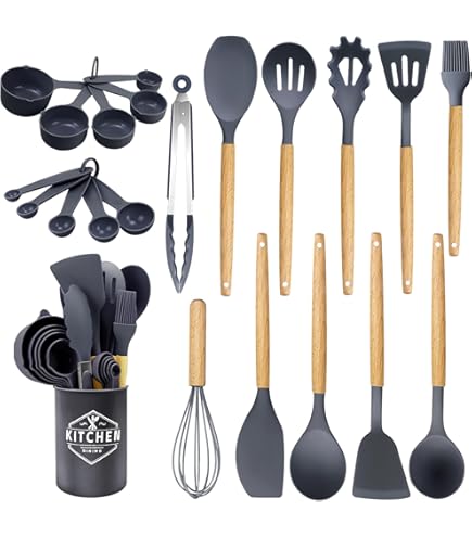 Set di utensili da cucina in Silicone da 15 pezzi manico in acciaio inossidabile utensili da cucina spatola cucchiaio Clip per alimenti utensile da cucina con secchio di stoccaggio  15
