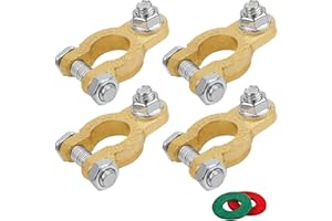 GUUFOO 2 paia di morsetti a batteria con bulloni M8, morsetti di collegamento universali per batterie auto, morsetti in rame con cuscinetto anti-corrosione per moto, auto, navi