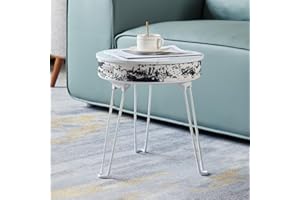 Louis Donné Party Coffee Table End Table with 10 W Speaker, BT Speaker 5.0, 2 Speakers, Waterproof Stainless Steel Feet, Sensor Night Light, Wireless Charging WiFi, Foldable (White)