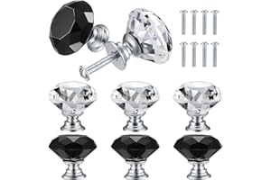 QUIIEOSKIA 8 Pcs Crystal Glass Door Knobs, Clear Drawer Knobs & Handles, Kitchen Cupboard Drawer Cabinet Handles and Knobs with Screws(30mm)