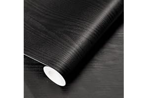 MERCOY Black Wallpaper Wood 60cmX300cm Peel and Stick Wallpaper Self Adhesive Black Wood Grain Paper Sticky Back Plastic Waterproof Vinyl Film for Kitchen Bedroom DIY Decorative Furniture Stickers