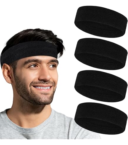 Serre-Poignets De Sport Absorbants - Lot De 6 Bracelets Poignet Élastiques Noir Gris Blanc, 15x8cm Pour Yoga, Basket, Jogging, Tennis Et Football
