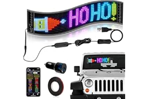 Hersance Mehrzweck RGB LED Laufschrift USB Programmierbares Flexible LED Matrix Display Panel mit Bluetooth, APP Gesteuert, LED Sign für Schild Auto, Car, Shop, Bar, Graffiti, Text, Animation Display