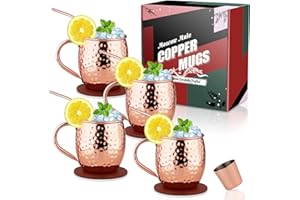 Eligara Tazas de cobre para el cóctel de los salmonetes de Moscú 4 Tazas de cobre Artesanías para el cóctel de los salmonetes de Moscú, caja de regalo de 16 oz