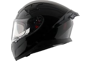 Axor Apex Solid ISI ECE DOT Certified Glossy Black Full Face Dual Visor Helmet for Men and Women with Pinlock Fitted Outer Clear Visor and Inner Smoke Sun Visor Black(L)