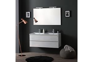 Kiamami Valentina Mobile bagno 120 cm con 2 cassetti promenade doppio lavabo luce a led | Berlin