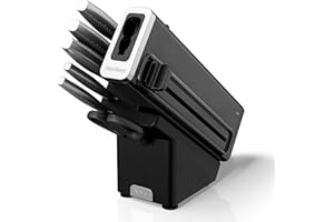 ‎NINJA Ninja StaySharp, Zestaw noży z zintegrowaną ostrzałką, 6-częściowy zestaw noży ze stali nierdzewnej zawierający 5 różnych noży i 1 parę nożyczek kuchennych, szaro-czarne K62006EUUK