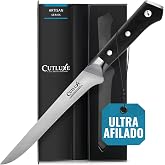 Cutluxe Fillet and Boning Knife 15 cm &ndash; German Steel | Fine and flexible hand sharpened blade; trim and peel meat; full tang