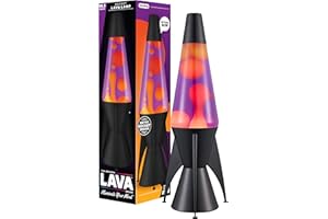 LAVA® - Lampada Lava Evenfall Rocket 2391, cera gialla, liquido viola, base decorativa, cappuccio e alette del razzo, lampada lava originale a marchio LAVA® da 14,5 pollici