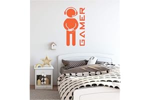 StickerDeen | Computer Gamer - Gaming Kids Children Boys Girls Teenager Bedroom, Man Cave Room Home PC, PS Wall Art Vinyl Decal Sticker Gift | (Large) (Orange)