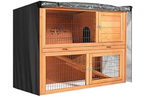 TOP-MAX Kaninchenstallabdeckung, strapazierfähiges 210D-Oxford-Tuch, doppellagig, Thermostallabdeckung, Kaninchenkäfig-Abdeckung für den Winter, Grau, 122 x 50 x 105 cm
