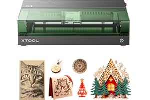 xTool S1 20W Incisore Laser e Taglio Laser, 0,06*0,08 mm per Incisioni Ultrafini, Velocità 600 mm/s, Fuoco Automatico, Blocco del Fumo, Area di Lavoro 498*330mm per Metallo, Legno, Pelle, Acrilico