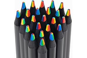 WISYOK Matite Arcobaleno 24 Pezzi, 7 in 1 Per Bambini, Matite Colorate Multicolore per Disegnare, Colorare, Schizzi e Arti, Matite Colorate Arcobaleno, Facile da Affilare