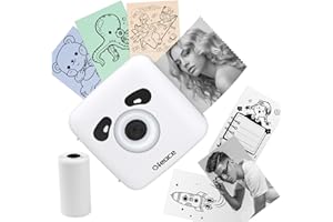 OFEACE Imprimante Photo Portable, Mini Imprimante Portable, Impression Thermique, 300 dpi, Connexion Rapide 1 s, 1100 mAh, étiquette de Reçu, Note, Autocollant, QR Code, Androïd et iOS, Conception de Panda