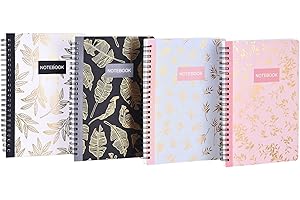 ‎FNLLC FNLLC A5 Spirale Notizbuch (160 Seiten) Ringbuch Notizblock,Hardcover,Leicht zu Tragen,4 Stück - Gold