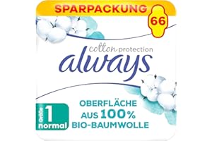 ‎ALWAYS Always Ultra Binden Damen Gr. 1, Cotton Protection Normal, 66 Damenbinden mit Flügeln (3 x 22 Stück), Monatspaket, ultradünn und super absorbierend