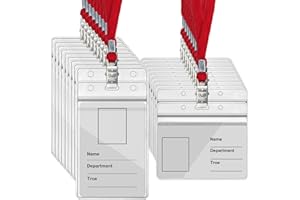 REYSHIN 20 Badge de Cou, Porte-Badge Transparent et 20 Cordon Pour Badge de Cou, Porte-Carte Transparent, Carte D'AccèS Pour Carte D'éTudiant, Carte de Visite, Carte de Bus, Carte D'Identité (Rouge)