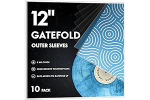 TAKMORK Gatefold Record Sleeves Albums Covers: 12 inch Vinyl Record Outer Sleeves 3 Mil Plastic Clear LP Protective Sleeves, 10pcs