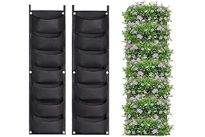 LITLANDSTAR Hängende Pflanzgefäßtaschen, 2er Pack 7 Taschen Hängende vertikale Wand Pflanzgefäße Pflanzen Zuchttaschen Outdoor Indoor Gardening Vertikale Begrünung Blumenbehälter (Schwarz)