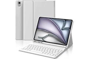 JADEMALL Custodia Tastiera per iPad Air 11 M2/M3 2024/2025, Italiano QWERTY Tastiera Bluetooth Rimovibile Custodia con Supporto Pencil per iPad Air 11 2024/2025 M2/M3, Grigio chiaro