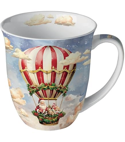 Ambiente Porseleinen mok ca. 400 ml beker bone china mok voor thee of koffie herfst winter Kerstmis winter oranje