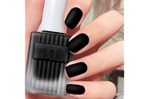 VIRELLAY Schwarz Matte Nagellack - Schnelltrocknend & Langanhaltend ungiftige Regulärer Nagellacke Ohne UV-Lampe - Hochwertig Matt Effect - Black Matte Nail Polish für Anfänger DIY Nail Art(Schwarz, 12ML)