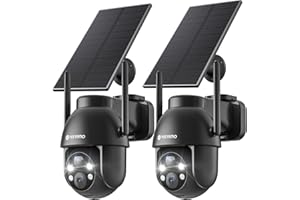 YESYAMO 2PCS 2K Camera Surveillance WiFi Exterieure sans Fil Solaire, 2.4GHz Camera Exterieur Solaire avec Panneau Solaire, 360° PTZ, Vision Nocturne Couleur, Audio Bidirectionnel