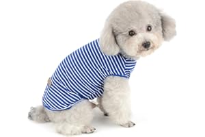 SELMAI Camisetas para Perros Pequeña Camiseta para Gatos Moda Rayas Suave Algodón Manga Corta Camiseta sin Mangas para Niñas Niños Cachorro Yorkshire Terrier Chihuahua Ropa Primavera Verano Azul XXL