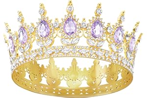 DRESHOW Full Round Girls' Tiara Queen Crown Women's Bridal Crown Tiara Crystal Baroque Tiara Sparkly Rhinestone Princess Carnival Headpiece for Wedding Prom Birthday Party