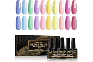 Shining She Esmalte Semipermanente Pastel,10 Colores Primavera y Verano De Color Claro Esmaltes Semipermanentes Para Uñas Soak-Off UV Pintauñas Gel Regalo Para Principiantes, 8ML