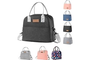 WUWYOUWL Sac à déjeuner isotherme, sac fourre-tout isotherme à large ouverture, sac isotherme résistant à l'eau et aux fuites pour adultes et enfants, en plein air, pique-nique, travail (noir avec ceinture)