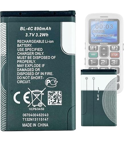 Vhbw Batteria Compatibile Brondi Amico 2, Amico 2 Diamond, Elegant 2, Flip 2 - Ricambio Li-Ion 1200mAh, 3,7V, 4,44Wh - Sostituisce BL-5C