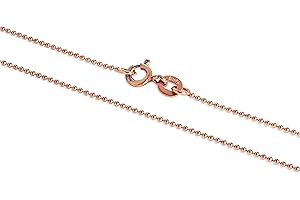 jewellerybox Rose Gold Dipped Sterling Silver 1mm Bead Chain 16 Inches