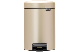 Brabantia NewIcon kosz na śmieci z pedałem 3 l (szampan) miękkie zamknięcie na śmieci łazienkowe, zdejmowane wiadro wewnętrzne + bezpłatne worki na śmieci