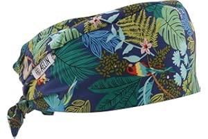 AELIN Calot De Bloc Calot Médical Cheveux Courts Unisexe 100% coton (Bleu marine jungle)