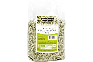 Oltresole, Pois verts fendus biologiques 1 kg, Légumineuses sèches décortiquées et fendues biologiques, pas de trempage nécessaire, source de protéines, idéal pour les soupes, Ideal Family Pack