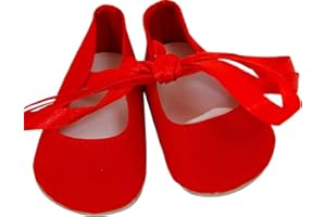 FRILLY LILY RED DOLLS BALLET SHOES MEDIUM SIZE 7.2CM X 3.3CM[FOR DOLLS SUCH AS FOR DOLLS SUCH AS AMERICAN GIRL, HANNAH BY GOTZ, DESIGN A FRIEND DOLL,BONNIE AND PEARL,KIDZ AND CATS