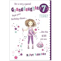 Jelly Beans Lovely Granddaughter 7th Birthday Card With Envelope | 163x235mm, Flitter Finish, Sweet Message