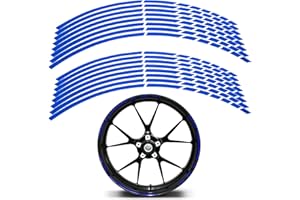 SEMINISMAR Adhesivos para llantas,Pegatinas Llantas Moto,Reflectante Pegatinas para Llantas,Tiras Adhesivas para Llantas de Moto,Pegatina del borde de la llanta,para bicicletas,motos y coches,Azul,16 piezas