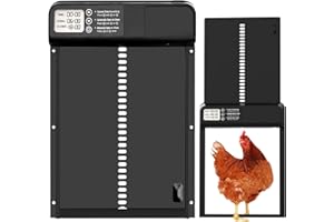 JADYON Porta Automatica per Pollaio con Display, Porta Pollaio Automatica in Lega di Alluminio, Timer di Ritardata Serale e Mattutina, Anti-Pizzicamento, Porta per Pollaio Automatica Alimentata a Batteria