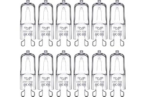 ATJTYSX 12 Stück Halogenlampe, G9 33W 230V Backofenlampe, Oven Lampe, G9 Halogen Leuchtmittel, für Backofen, Mikrowelle, Oleranz bis 300 Grad C