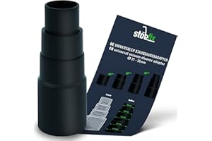 STŌBFIX STÖBFIX Polivinilcloruro (PVC) Adattatore per tubo flessibile [set di 1] - riduttore per aspirapolvere applicabile universalmente (ad es. Bosch, Makita, Kärcher) - aspirazione per lavori puliti, Nero