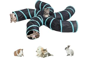 SSX Tunnel leggero pieghevole a 5 vie, con pompon e campane, giocattolo interattivo per la casa del labirinto per gatti, piccoli conigli, gattini, cuccioli, furetti, porcellini d'India (5 vie, a forma di