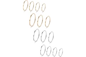Milacolato 14Pcs Midi Band Femminile in Acciaio Inossidabile, Impilabile, Anelli Midi, Taglio Comfort, Tono Argento/Oro